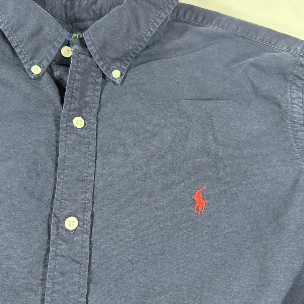 Polo Ralph Lauren Men's XXL Navy Blue Cotton Twill Classic Fit Button Down Shirt